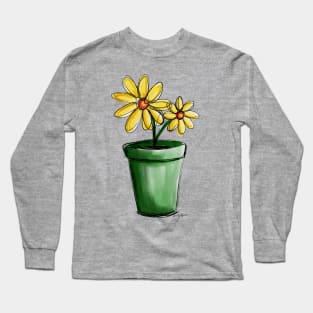 Yellow Potted Flowers Long Sleeve T-Shirt